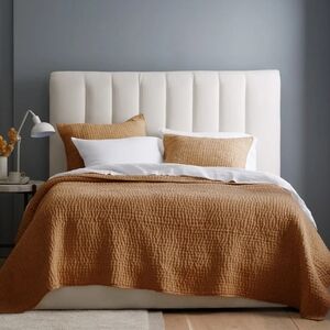 Quince European Linen Cotton Stitch Quilt Set - Full/Queen Terracotta